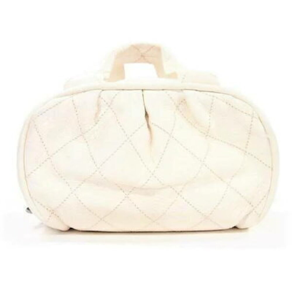Chanel diamond quilted handbag Ivory White tote bag black